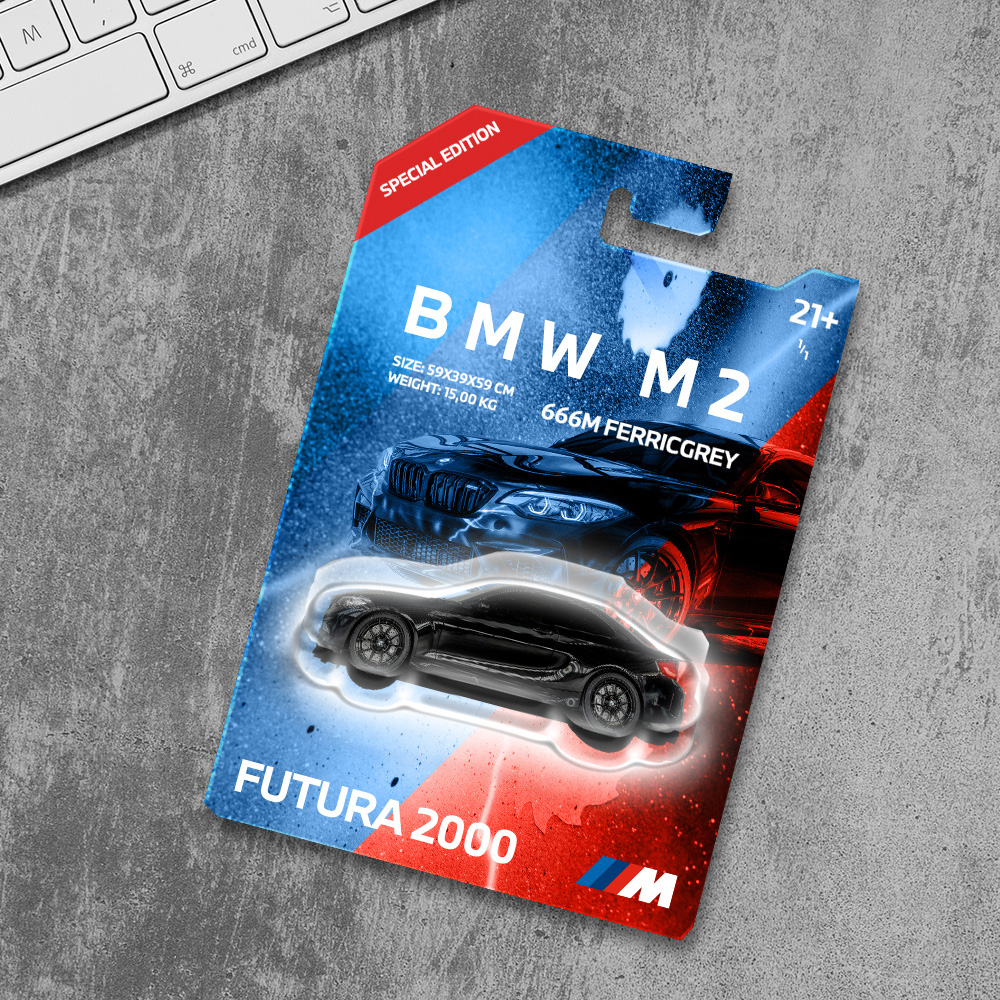 BMW M2 Futura 2000 Hotwheels blister pack collectible design
