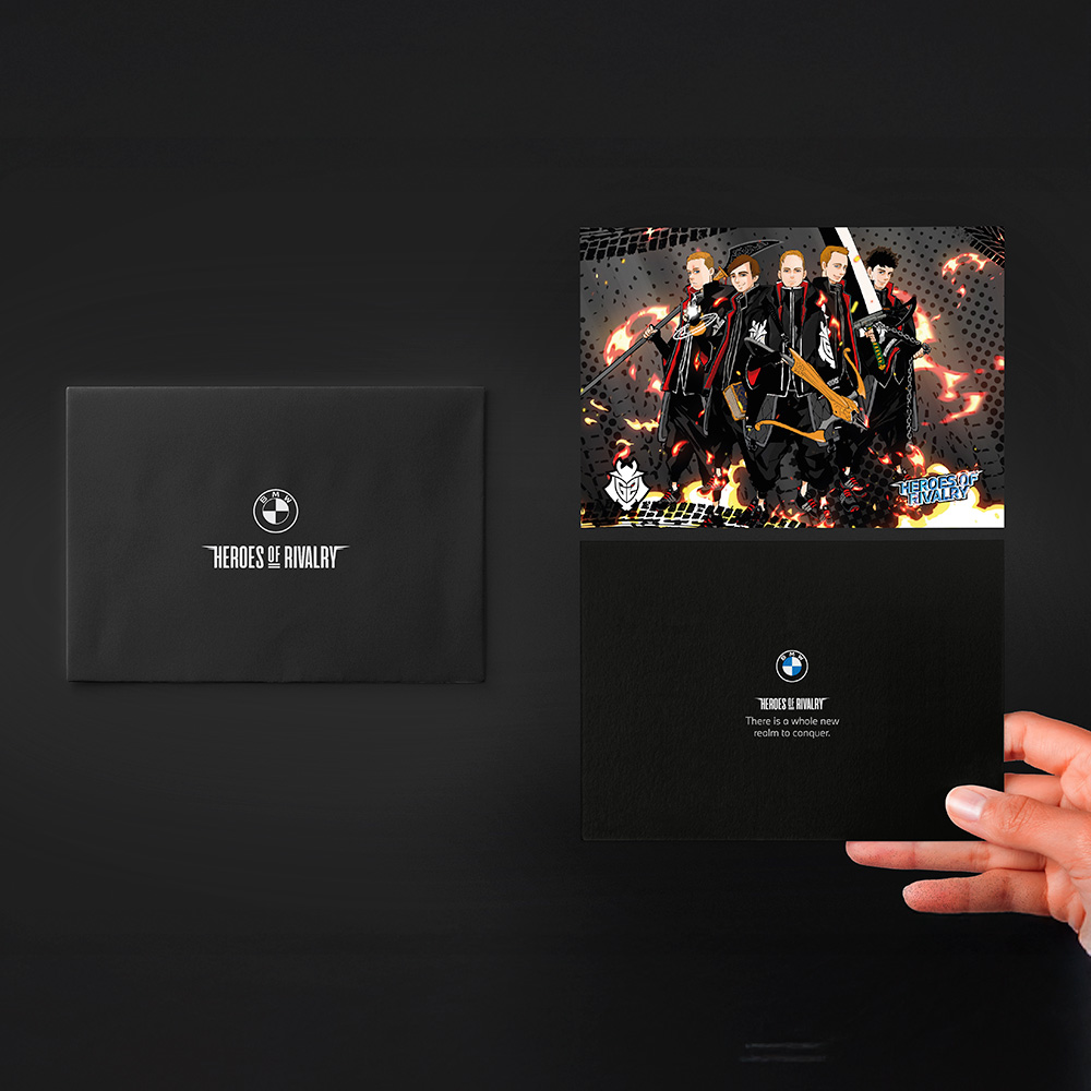 Collectible team cards featuring G2 Esports players in manga art style