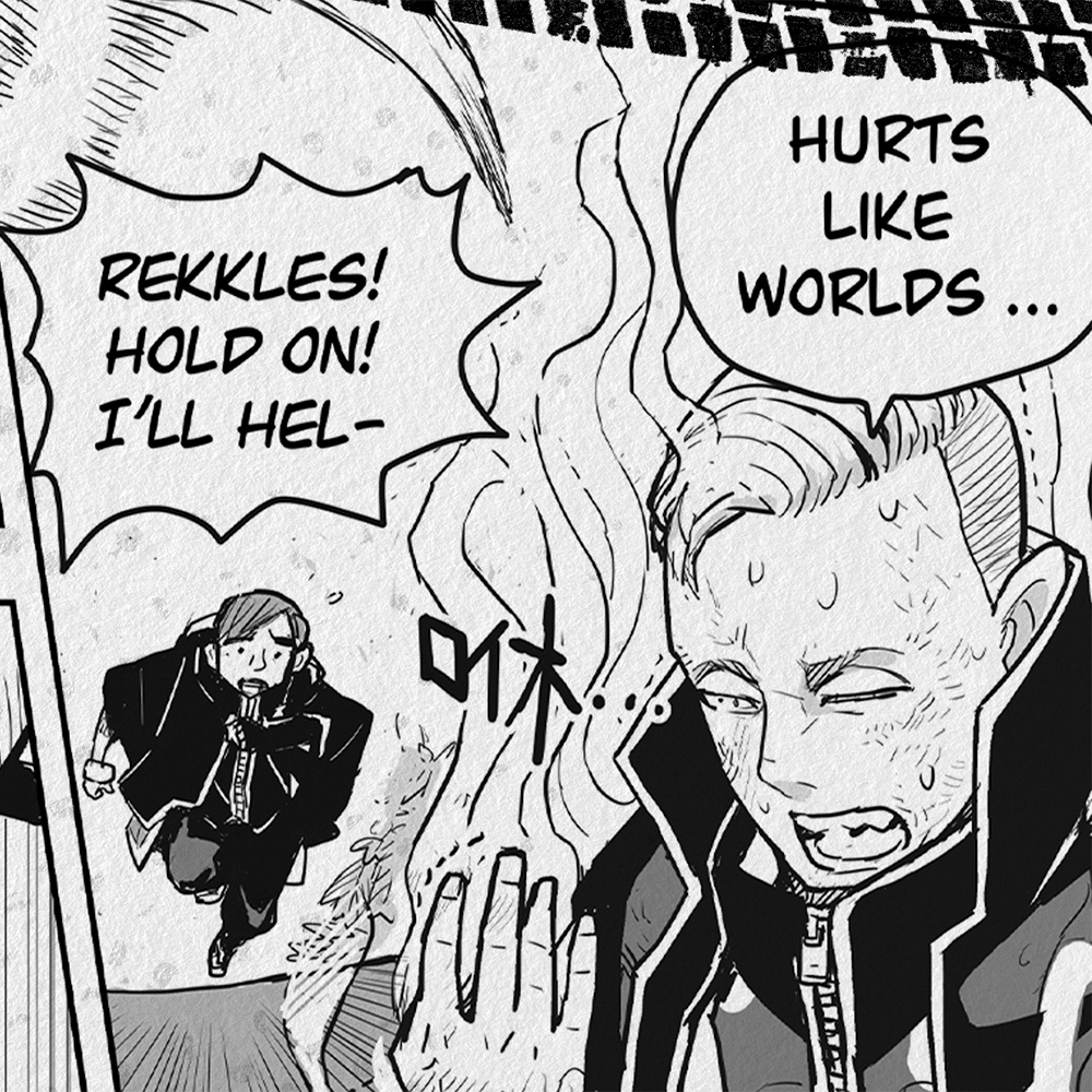 Manga panels showing esports player Rekkles with dramatic speech bubbles